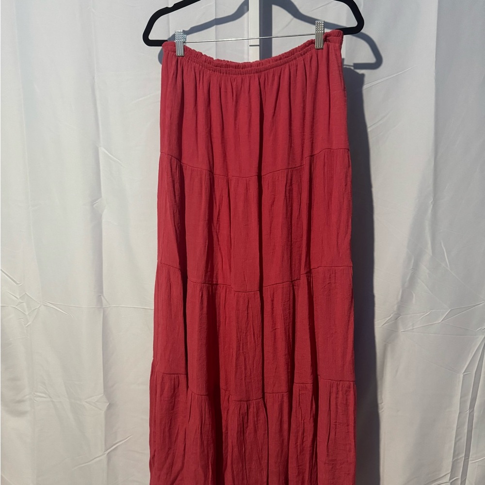 Fashion Nova Long Peasant Style Coral Skirt Size L